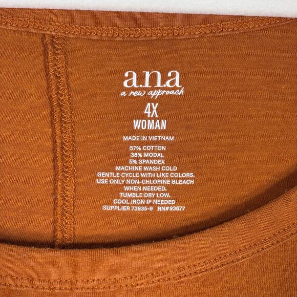 Ana Top 4X Mustard Jersey Knit Stretch Cotton Modal Basic Minimal Soft Everyday - Picture 4 of 8